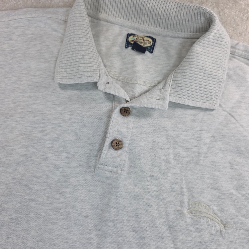 Tommy Bahama Polo Shirt Mens XL Heather Gray Cotton Trappers Turn Short Sleeve